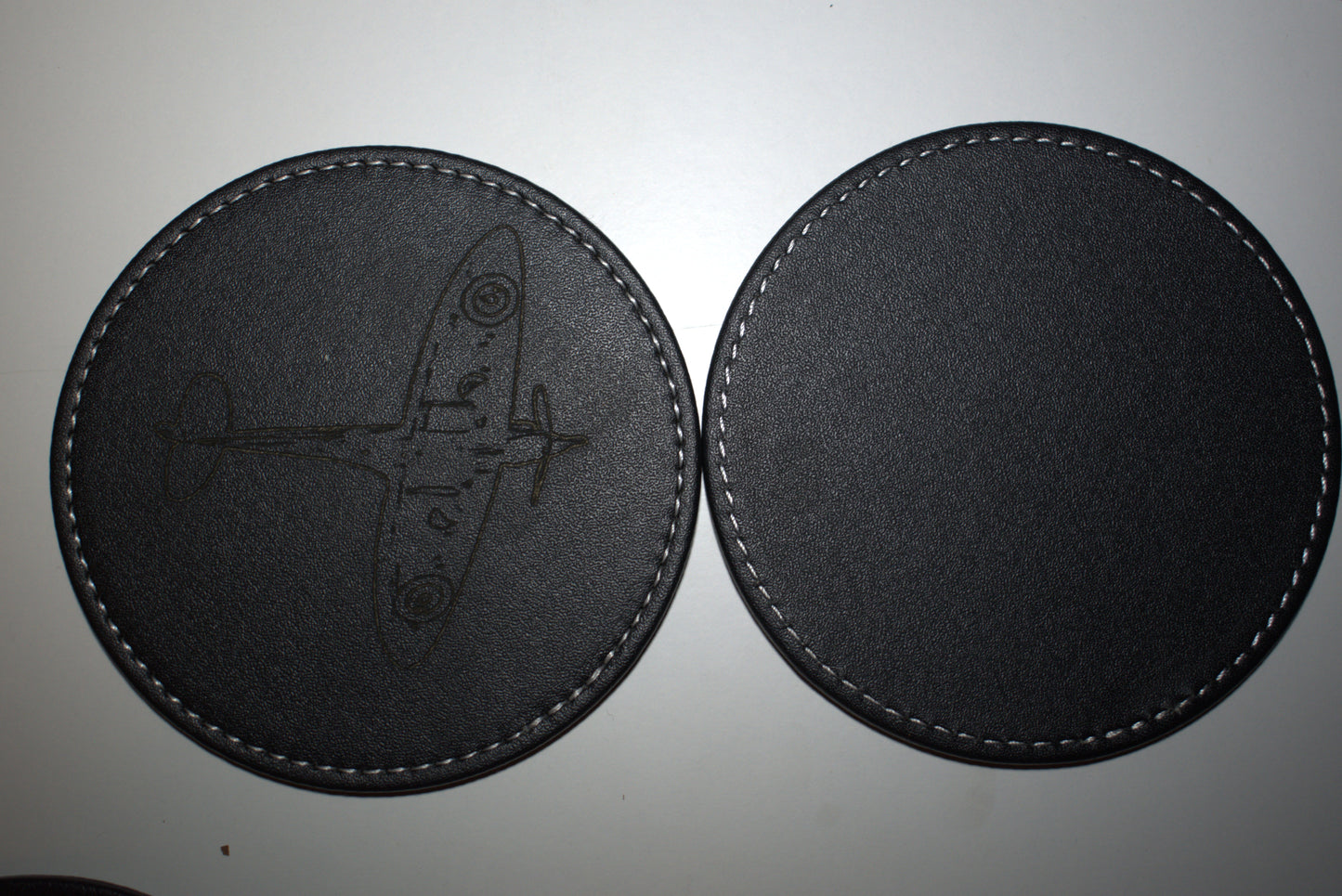 Black Leather EngravedAviation Drink Coasters