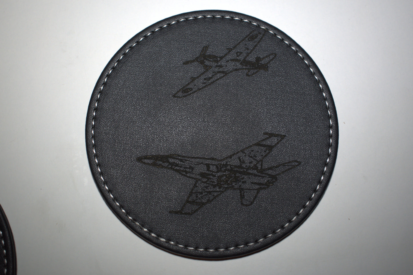 Black Leather EngravedAviation Drink Coasters